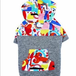 NEW- Funky Fresh Short Sleeve Dog Sweatshirt Hoodie Size Small
